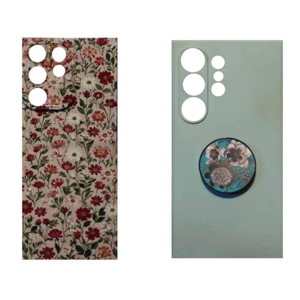 Bundle - Silicone Samsung Galaxy S24 Ultra Cases - GUC - Mint Green & Floral